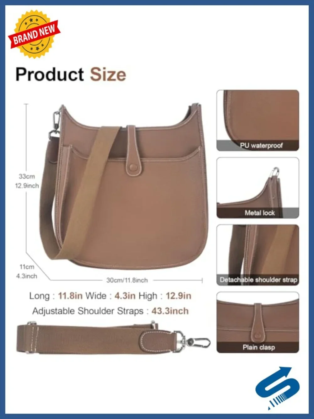 Large Hobo Crossbody Shoulder Bag Faux Leather Satchel Purse Handbag